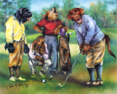 Dogs Playing Golf