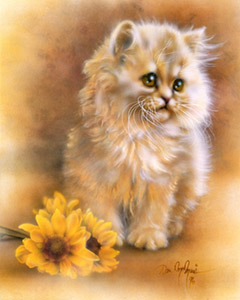 Kitten By Sunflower